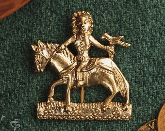 The Hawking Scene pilgrim badge. Medieval pin for a hat or a cloak. Replica of the 14th-15th century for Renaissance costume.