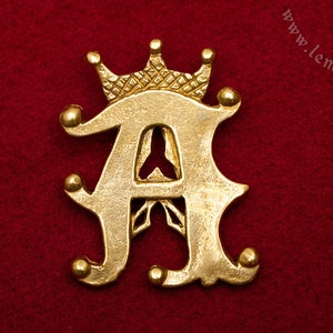 The letter A Medieval badge replica. Pilgrim pin for a hat or a cloak, for Renaissance costume 14th-15th centuries.