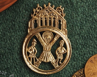 Saint Andrew Medieval badge. Pilgrim pin for a hat or a cloak, for Renaissance costume 14th-15th centuries.