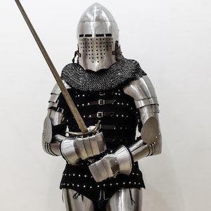 Full set of knight armor Footman.Buhurt medieval armor, Ukrainian quality. HMB,IMCF, WMSF. Perfect for beginners from the helmet to shoes. imagem 1