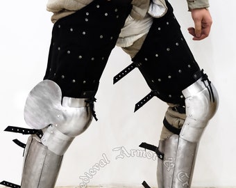Brigandine leg protection. Hips and plate knees with greaves for buhurt (Buhurt International/IMCF/SCA). Full-contact leg protection.