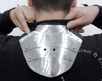 Lobster tail neck protection. Hardened steel Plate Spine Protection for buhurt.