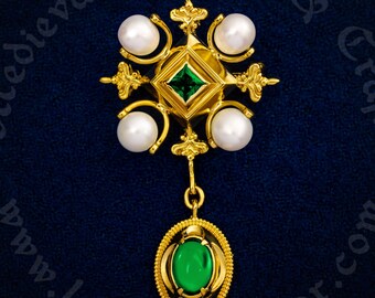 Medieval Renaissance green brooch, inspired by the painting by Petrus Christus 15th century. A great gift to a dedicated re-enactor.
