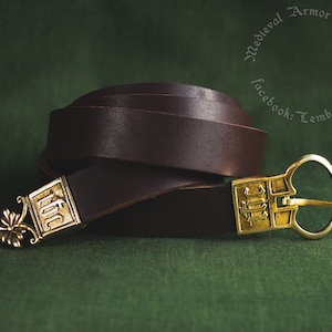 The leather belt, reenactment Europe 14th-15th century, great decoration for your Medieval costume. For SCA, LARP,cosplay. Set 1 belt 4