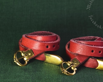 Lady's and Gentlemen's medieval chausses belts. Set of leather belts for pantyhose 13-15th century accessories for a reenactment costume.