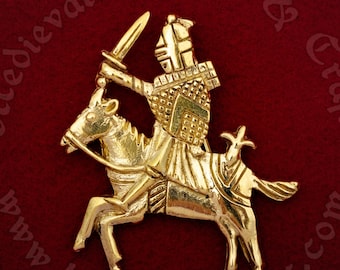 Medieval Knight on Horseback Badge Replica: Pilgrim Pin for Hat or Cloak, 14th-Century Renaissance Costume Accessory