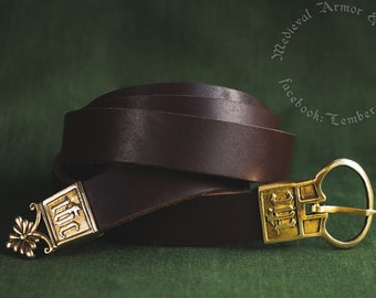 The leather belt, reenactment Europe 14th-15th century, great decoration for your Medieval costume. For SCA, LARP,cosplay. Set 1 belt 4