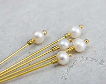 White pearl medieval pins for a headdress,5prc set. Hairpins 13th-15th centuries. Pins for dresses historical reenactment costumes and SCA.