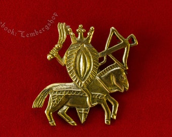 Ironic Shameless Medieval Pilgrim Badge  Vulva Hunter With Crossbow. Replica of the 14-15th-century pin for medieval renaissance costume.