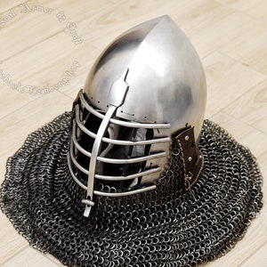 Wolf Ribs buhurt helm for full-contact steel fight. Reenactment 14th-15th century bascinet for Buhurt International, IMCF, SCA combats.