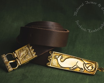 Leather belt with dragon, Europe 14th-15th century, great decoration for your Medieval costume or armor. For SCA, LARP,cosplay. Set 2 belt 3