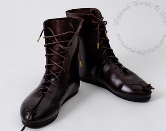 Buhurt shoes with straps for the sabatons. Unisex medieval combat boots. Renaissance shoes for full-contact. Reenactment and LARP boots.