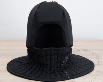 Forro acolchado para casco medieval. Cofia suave de contacto completo bajo el casco para IMCF y LARP.