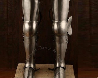 Set of plate legs "Chuburg knight" for buhurt.  A set of hips, anatomical greaves, and sabatons for IMCF, SCA.