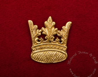 Crown secular Medieval badge replica. Pilgrim pin for a hat or a cloak, for Renaissance costume 14th century.