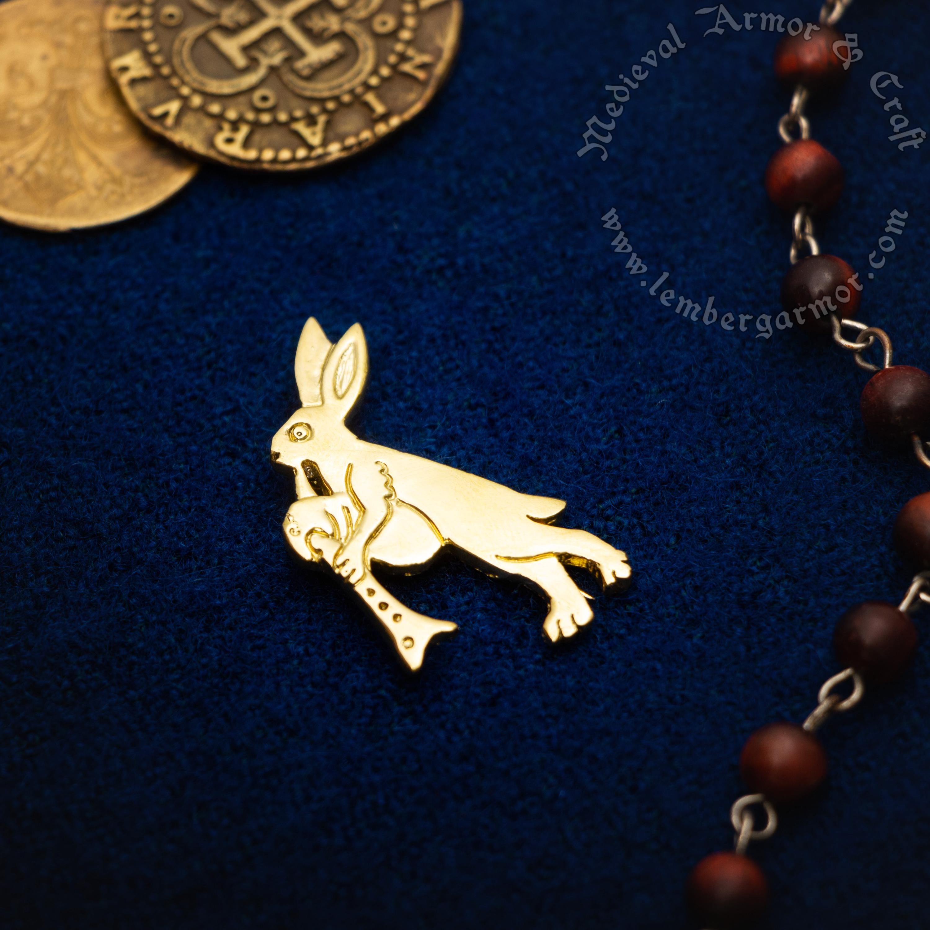 Medieval Killer Rabbit Badge: Bunny With a Pipe, Inspired by 14th ...