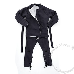Medieval Gambeson set for fighters. Padded jacket and legs under armor clothes for knights. Buhurt International, IMСF, and SCA.