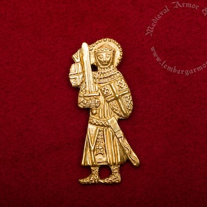 Victor of Xanten medieval badge. Pilgrim pin for a hat or a cloak, for Renaissance costume 14th-15th centuries.