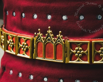 Medieval knight's belt replica with authentic extension mechanism for the 14-15th. Reenactment belt of the knight or noble costume.