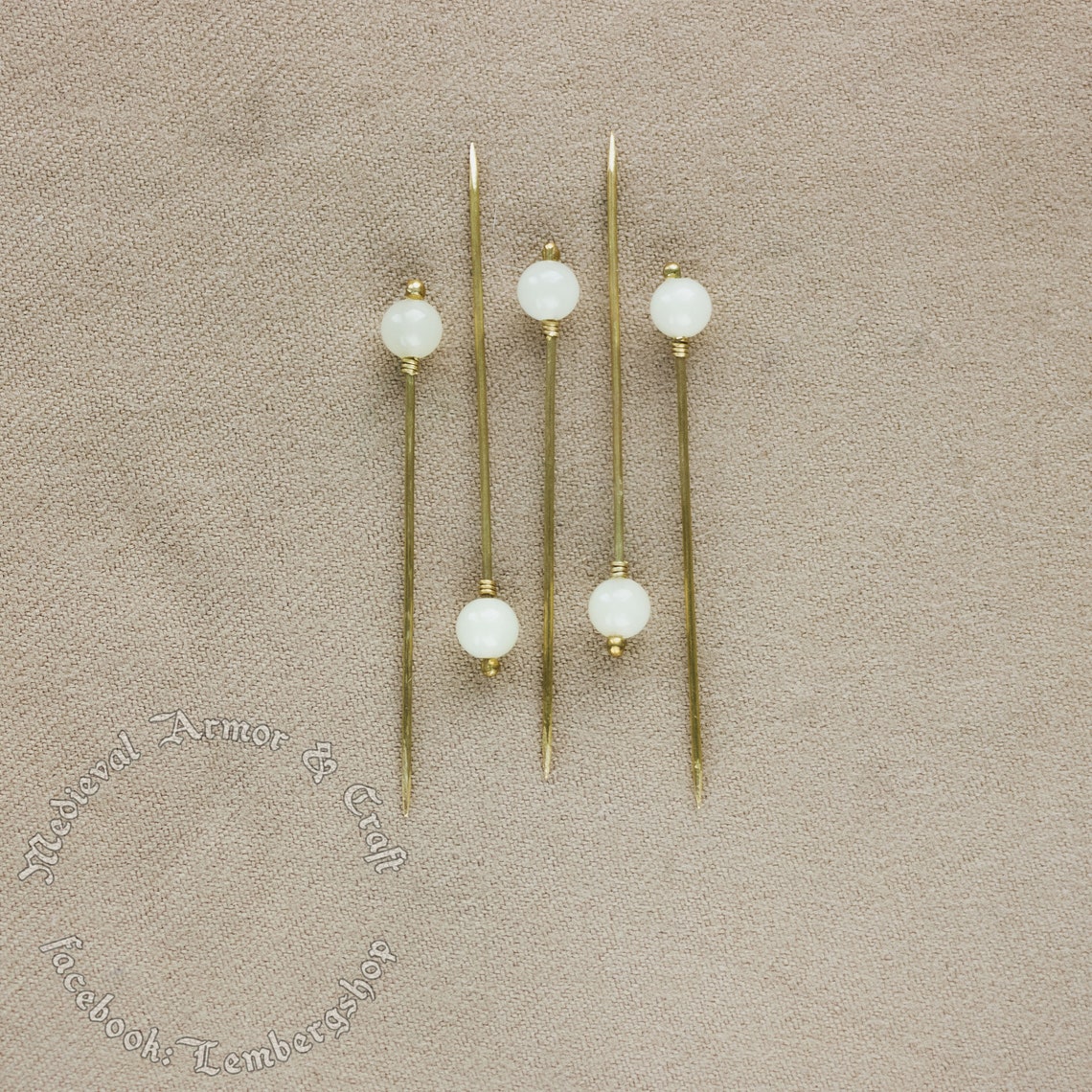 White Medieval Pins for a Headdress 5prc Set the Hairpins Etsy