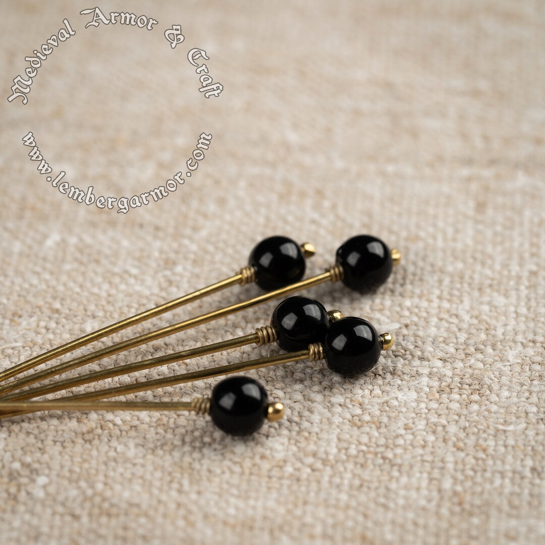 Black Medieval Pins for a Headdress, 5prc Set the Hairpins 1315