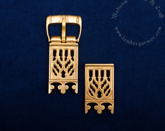 Réplica de cinturón de fundición medieval del siglo XV, Europa. Apto para correas de 20 mm de ancho.