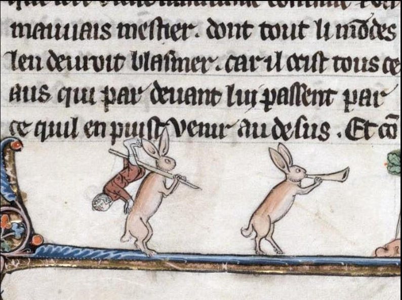 Medieval Killer Rabbit Badge: Bunny With a Pipe, Inspired by 14th ...