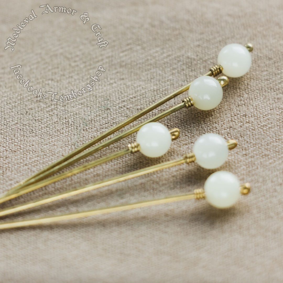 White Medieval Pins for a Headdress 5prc Set the Hairpins Etsy