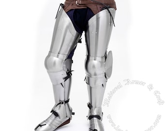 Tempered Plate Legs Armor Set for Buhurt "Yeomen". A set of hips, anatomical greaves, and sabatons for IMCF, SCA.