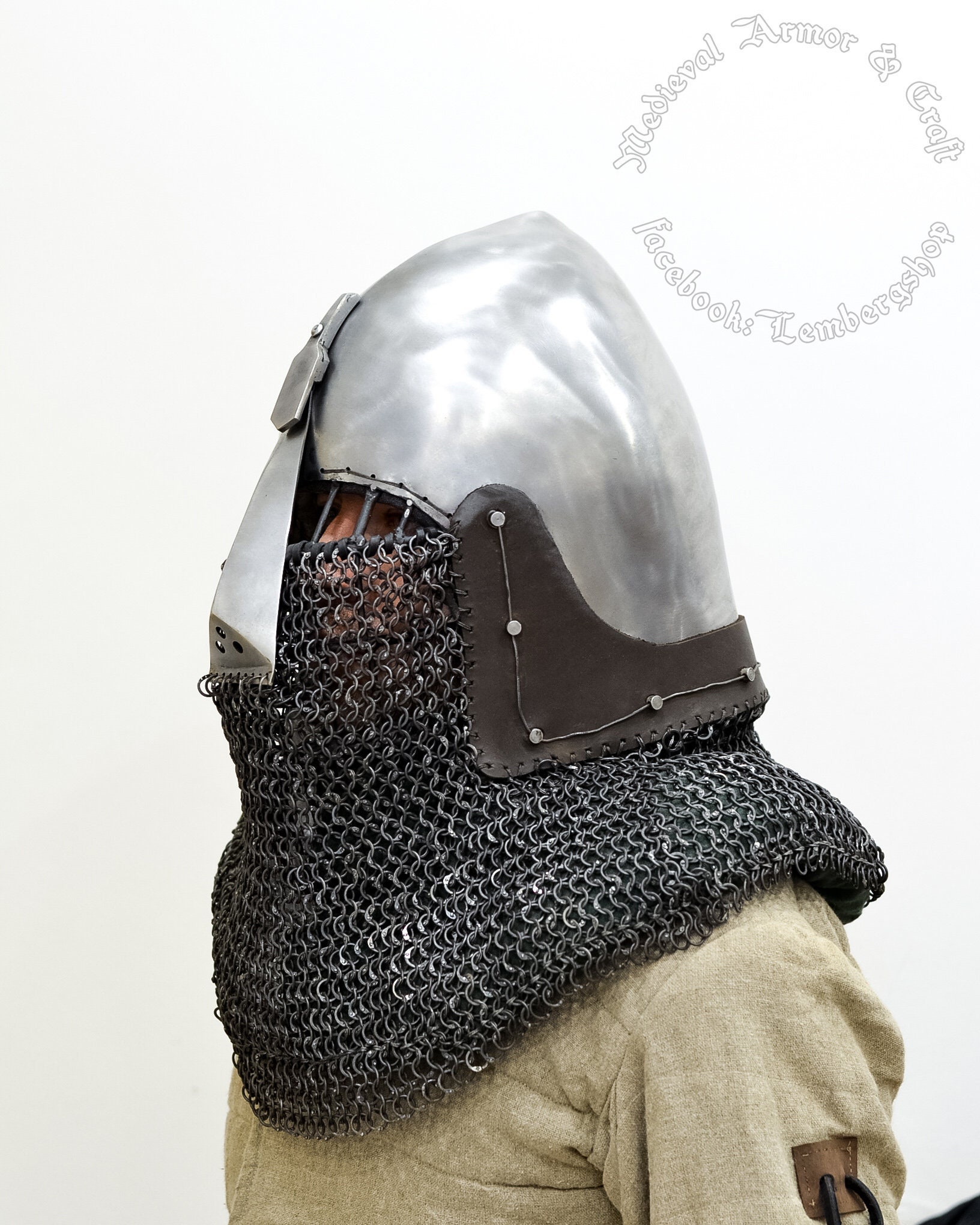 Nasal Helm with padding and aventail included with Etsy