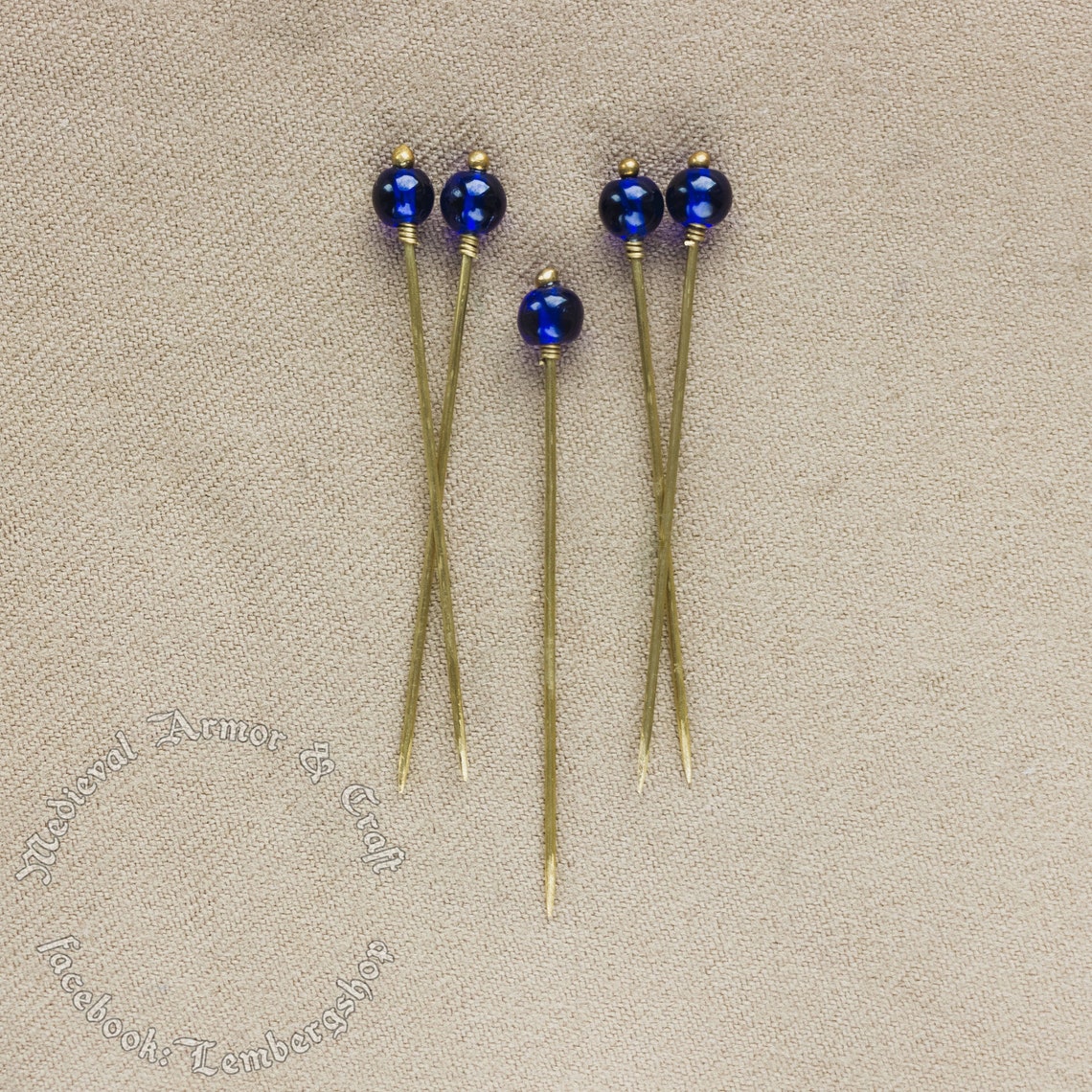 Navy Medieval Pins for a Headdress 5prc Set the Hairpins Etsy