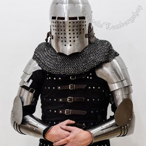 Full set of knight armor Footman.Buhurt medieval armor, Ukrainian quality. HMB,IMCF, WMSF. Perfect for beginners from the helmet to shoes. imagem 4