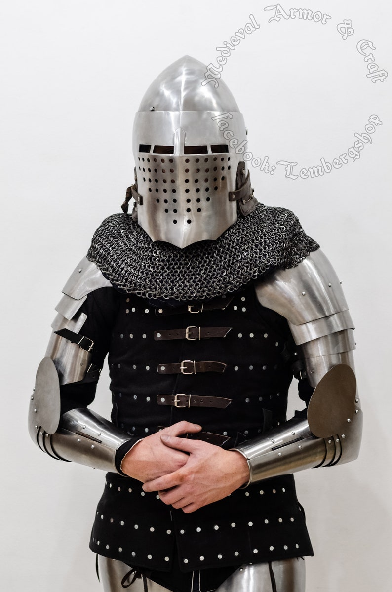 Full set of knight armor Footman.Buhurt medieval armor, Ukrainian quality. HMB,IMCF, WMSF. Perfect for beginners from the helmet to shoes. imagem 4