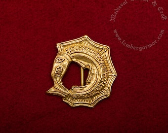 The dolphin Medieval badge replica. Pilgrim pin for a hat or a cloak, for Renaissance costume 12th-14th centuries.