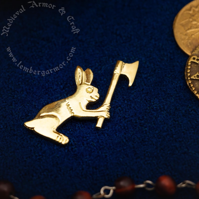 Masonic Rabbit Medieval Killer Rabbit Badge: Bunny With an Ax, Inspired by 14th ...