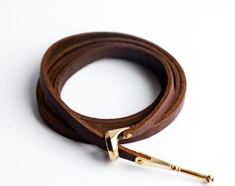 Hedeby thin leather belt, Viking reenactment 10th century. Place of finding: Haithabu, Denmark. Model 1.