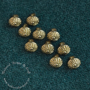 Medieval gold (brass) buttons 14th-15th centuries for the reenactment,SCA,cosplay dress.