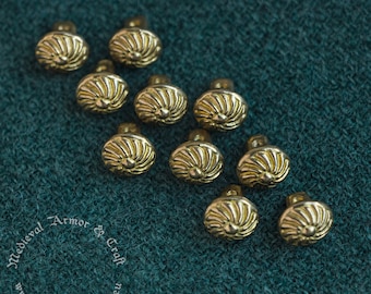 Medieval gold (brass) buttons 14th-15th centuries for the reenactment,SCA,cosplay dress.