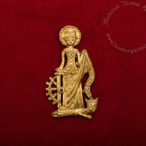 Saint Katherine of Alexandria Medieval badge replica. Pilgrim pin for a hat or a cloak, for Renaissance costume 14th-15th centuries.