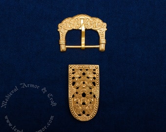 Réplica de conjunto de cinturones de fundición vikingos de finales del siglo IX, Noruega. Adecuado para un ancho de correa de 25 mm