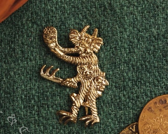 Réplica de insignia medieval de los Hombres del Bosque. Alfiler de peregrino para sombrero o manto, para traje renacentista de los siglos XIV-XV.