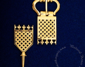 Medieval casting belt set replica 15th century, Italy. Suitable for a strap width of 30 mm