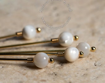 Pearlstone medieval pins for a headdress,5prc set. Hairpins 13th-15th centuries. Pins for dresses historical reenactment costumes and SCA.