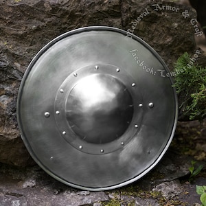 Medieval steel buckler, round shield for Buhurt full-contact, IMCF, SCA.