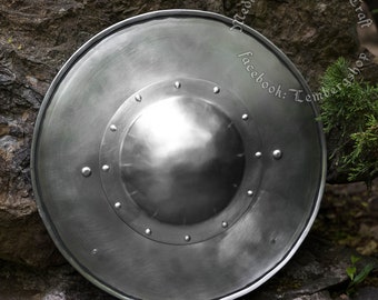 Medieval steel buckler, round shield for Buhurt full-contact, IMCF, SCA.