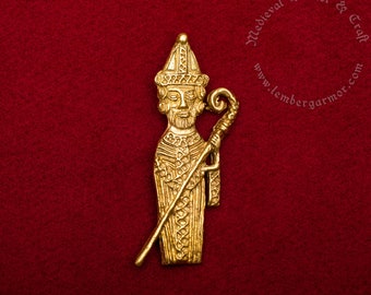 Saint Thomas Becket Medieval badge replica. Pilgrim pin for a hat or a cloak, for Renaissance costume at the end 14th century.