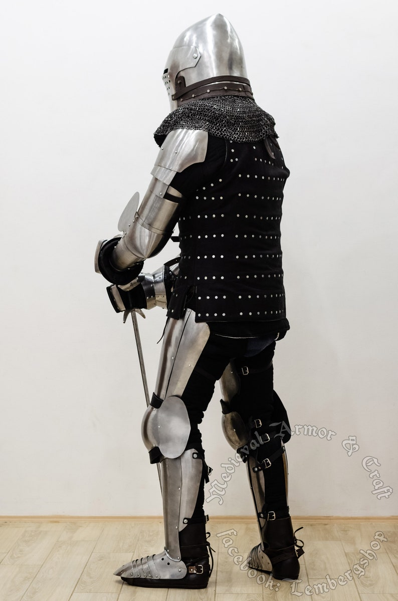 Full set of knight armor Footman.Buhurt medieval armor, Ukrainian quality. HMB,IMCF, WMSF. Perfect for beginners from the helmet to shoes. imagem 2