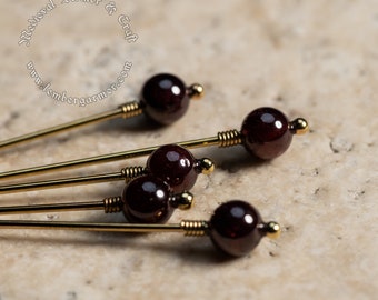 Garnet medieval pins for a headdress,5prc set. Hairpins 13th-15th centuries. Pins for dresses historical reenactment costumes and SCA.