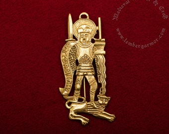 Saint Adrian Medieval badge replica. Pilgrim pin for a hat or a cloak, for Renaissance costume 15th century.