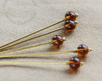 Brown medieval pins for a headdress, (5prc set) the Hairpins  13-15 century. Pins for dresses historical reenactment costumes and SCA